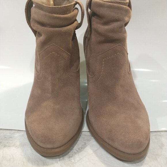 Jessica Simpson Chantie Booties Brown Leather Block Heel shoes Size 7M - Picture 3 of 14